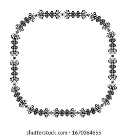 square or box frame with floral style, frame for text or calligraphy, flat design with isolated white background.