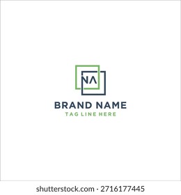 Letra de caixa quadrada NA Logo Design Vetor Template