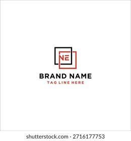 Square Box Letter NE Logo Design Vector Template