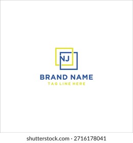 Modelo de vetor de design de logotipo NJ de letra de caixa quadrada