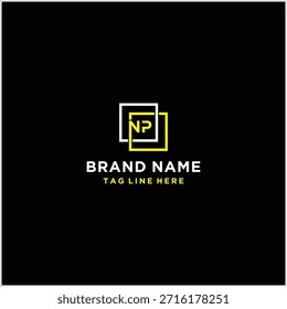 Square Box Letter NP Logo Design Vector Template
