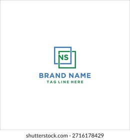 Modelo de vetor de design de logotipo NS de letra de caixa quadrada