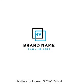 Square Box Letter NV Logo Design Vector Template