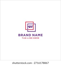 Square Box Letter NW Logo Design Vector Template