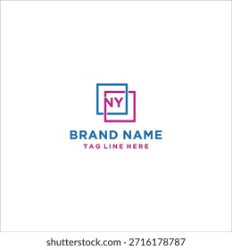 Quadratischer Kastenbuchstabe NY Logo Design Vektor Vorlage