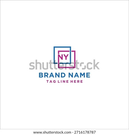Square Box Letter NY Logo Design Vector Template
