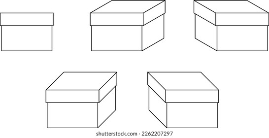 Square box with lid, 3d, mockup, symbol, icon, web design, vector, customizable, scalable
