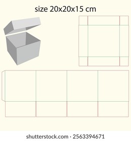 square Box with Lid for 400 Grams paper - Die cut - Template