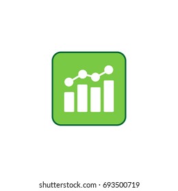 Square box with line and bar graph logo design illustration in green and white colors