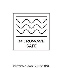 Gráfico de ícone de linha de segurança de micro-ondas quadrado

