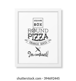 Square box round pizza triangle slices I am confused - Quote typographical Background
