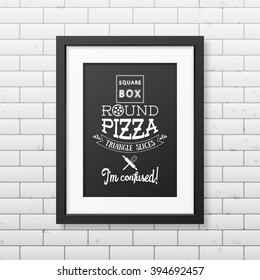 Square box round pizza triangle slices I am confused - Quote typographical Background