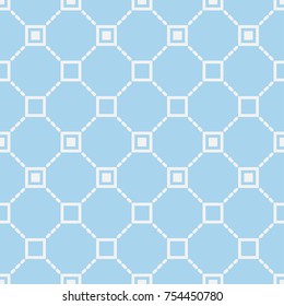 square or box seamless pattern on blue background, geometric vector art design. 