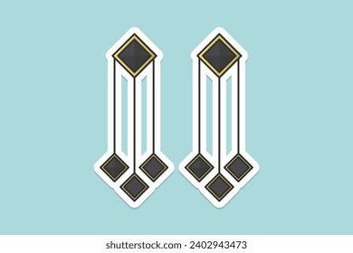 Square box shape women earrings jewelry sticker design vector illustration. Beauty fashion objects icon concept. Women stylish jewelry earrings sticker design icon logo.