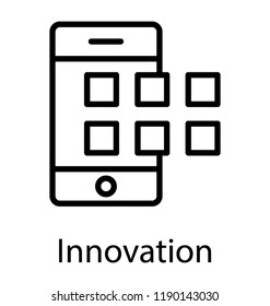 Square boxes along with smartphone presenting icon of mobile menu 