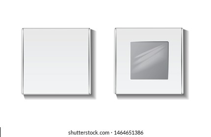 Square Boxes. Top view. Vector Realistic Cardboard package for software, electronic device or gift pack for your design