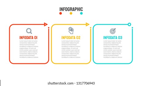 Square boxs Infographic thin line design with marketing icons. Business concept with 3 options, steps, arrows. Vector template.Can be used for presentations workflow layout, diagram, info graph.