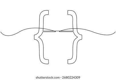 Square brackets icon line continuous drawing vector. 