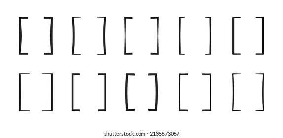 Square brackets set. 10 typographic symbols collection.