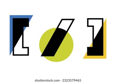 Square Brackets and Slash with Round and Triangle Geometric Shape Vector Illustration
