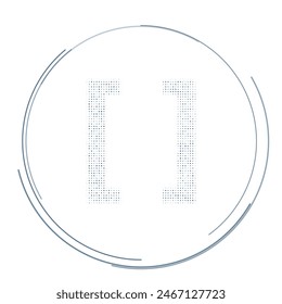 The square brackets symbol filled with dark blue dots. Pointillism style. Vector illustration on white background