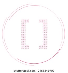 The square brackets symbol filled with pink dots. Pointillism style. Vector illustration on white background