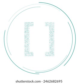 The square brackets symbol filled with teal dots. Pointillism style. Vector illustration on white background