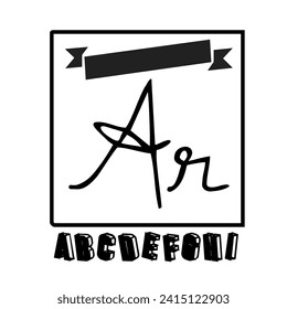 Logo de la marca cuadrada y letras en blanco y negro