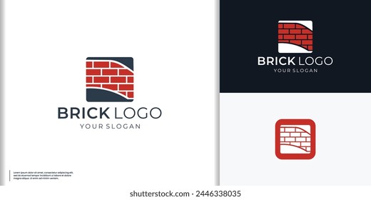 Quadratische Ziegellogo-Vektorgrafik, Modern Flat Brick-Logo, Ziegelwerk-einfache moderne Logo-Vorlage