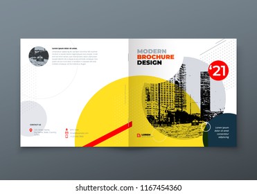 Square Brochure design. Corporate business rectangle template brochure, report, catalog, magazine. Brochure layout modern memphis abstract background. Vector concept