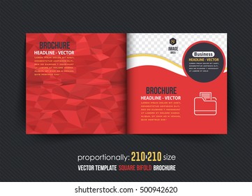 Square Brochure Design. Corporate Leaflet, Bi-Fold Cover Template