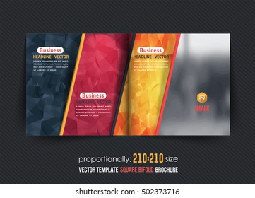 Square Brochure Design. Corporate Leaflet, Bi-Fold Cover Template