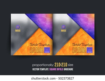 Square Brochure Design. Corporate Leaflet, Bi-Fold Cover Template