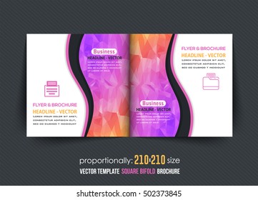 Square Brochure Design. Corporate Leaflet, Bi-Fold Cover Template