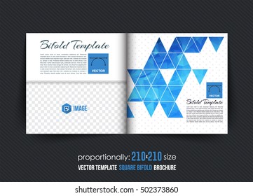 Square Brochure Design. Corporate Leaflet, Bi-Fold Cover Template