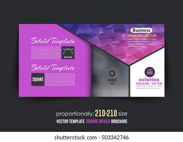 Square Brochure Design. Corporate Leaflet, Bi-Fold Cover Template