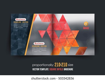Square Brochure Design. Corporate Leaflet, Bi-Fold Cover Template
