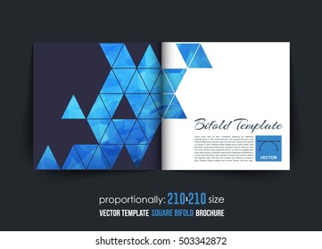 Square Brochure Design. Corporate Leaflet, Bi-Fold Cover Template