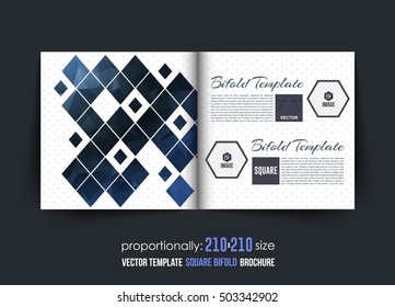 Square Brochure Design. Corporate Leaflet, Bi-Fold Cover Template