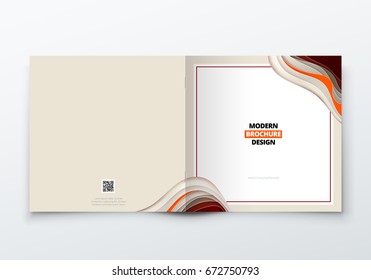 Square brochure design Rectangle Paper carve abstract cover for brochure flyer magazine or catalog design Cover in biege brown orange color