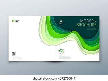 Square brochure design Rectangle Paper carve abstract cover for brochure flyer magazine or catalog design Brochure in teal green colors for eco nature health medical concept