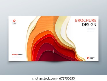 Square brochure design Rectangle Paper carve abstract cover for brochure flyer magazine or catalog design Cover in red orange yellow color for catalog
