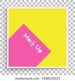 Square brochure mockup. Blank sheet of paper. Element for advertising and promotional message. 3d vector illustration for your design.