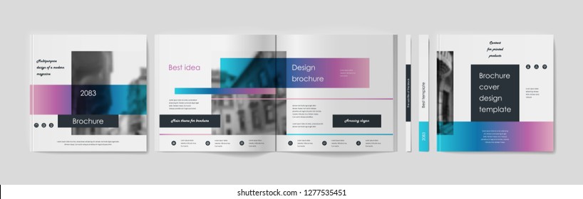 Square brochure template design. Cover business annual report, catalog, magazine, journal mockup, modern printed product, book, booklet, album, information poster. Ad flyer text font - Vector