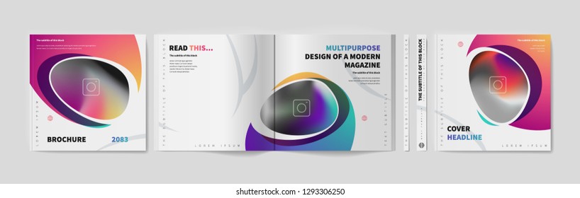 Square brochure template design. Cover business annual report, catalog, magazine, journal mockup, modern printed product, book, booklet, album, information poster. Ad flyer text font - Vector