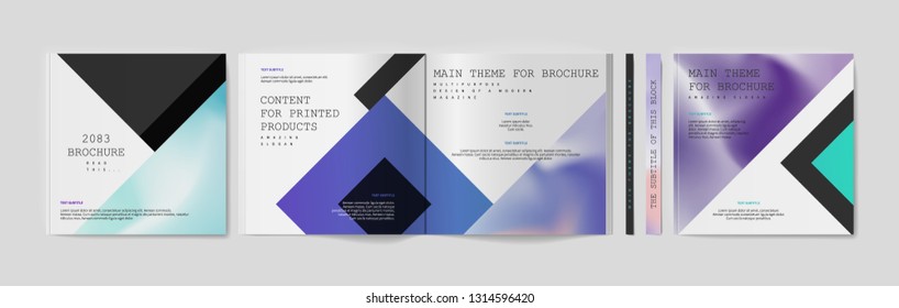 Square brochure template design. Cover business annual report, catalog, magazine, journal mockup, modern printed product, book, booklet, album, information poster. Ad flyer text font - Vector