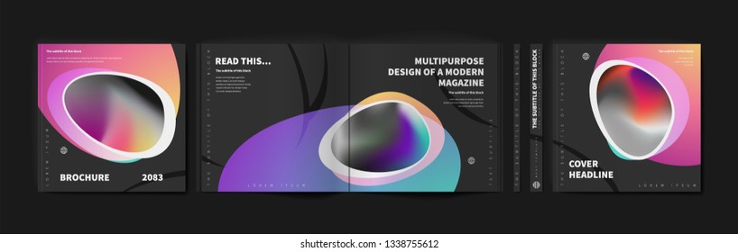 Square brochure template design. Cover business annual report, catalog, magazine, journal mockup, modern printed product, book, booklet, album, information poster. Ad flyer text font - Vector