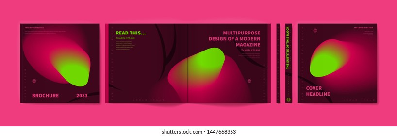 Square brochure template design. Cover business annual report, catalog, magazine, journal mockup, modern printed product, book, booklet, album, information poster. Ad flyer text font - Vector