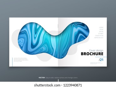 Square brochure template layout design. Corporate business annual report, catalog, magazine, flyer mockup. Creative modern bright concept with marble background. Vector