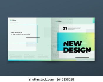 Square Brochure template layout design. Corporate business annual report, catalog, magazine, flyer mockup. Creative modern bright concept with square shapes